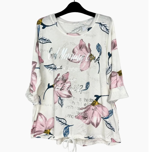 39 MADE IN ITALY FLORAL PATTERN TUNIC TOP - Picture 1 of 2